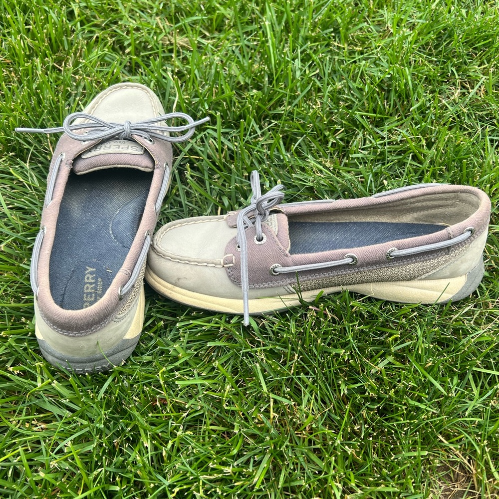 Sperry size 6 top sliders blue/grey